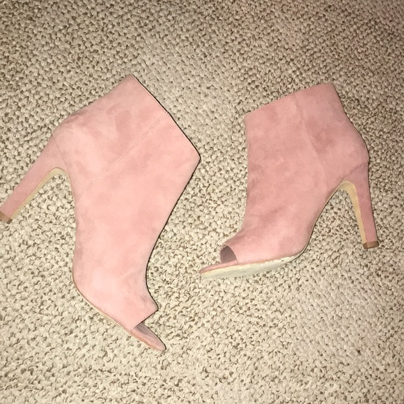 JOIE REAL SUEDE BLUSH COLOR PEEP TOE LEATHER SOLED EUC BOOTIES WORN 1x size eu40 - Picture 7 of 13
